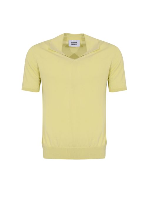 Polo in crepe di cotone Lime Alpha studio | AU-5041B1012